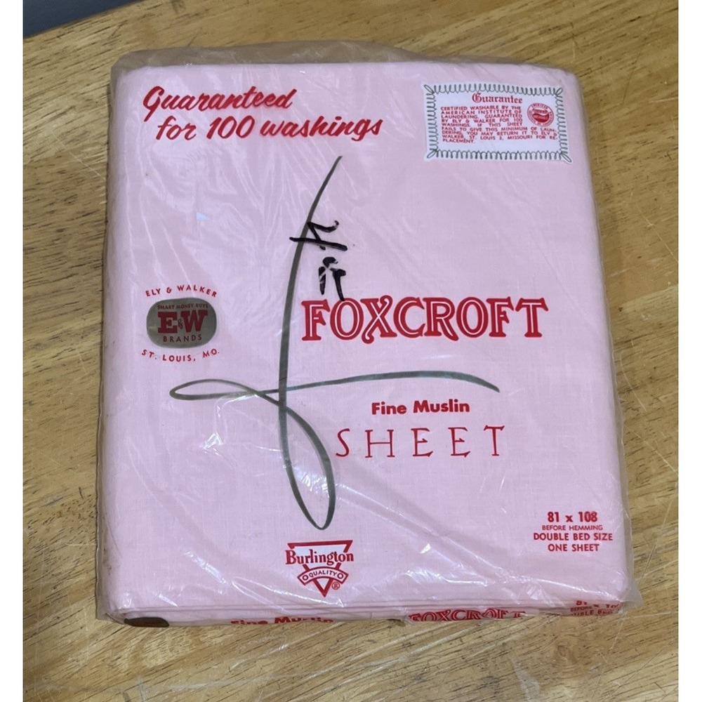 Vintage Pink Foxcroft Muslin Full Bed Sheet Full Flat 81x108‎ Cotton USA